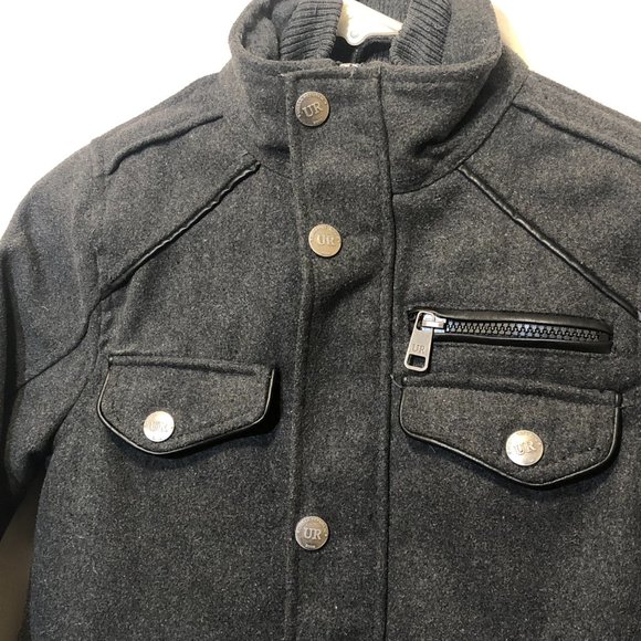 Vintage Urban Republic Charcoal Gray Wool Military Jacket Kid's Size 8 - Picture 6 of 9